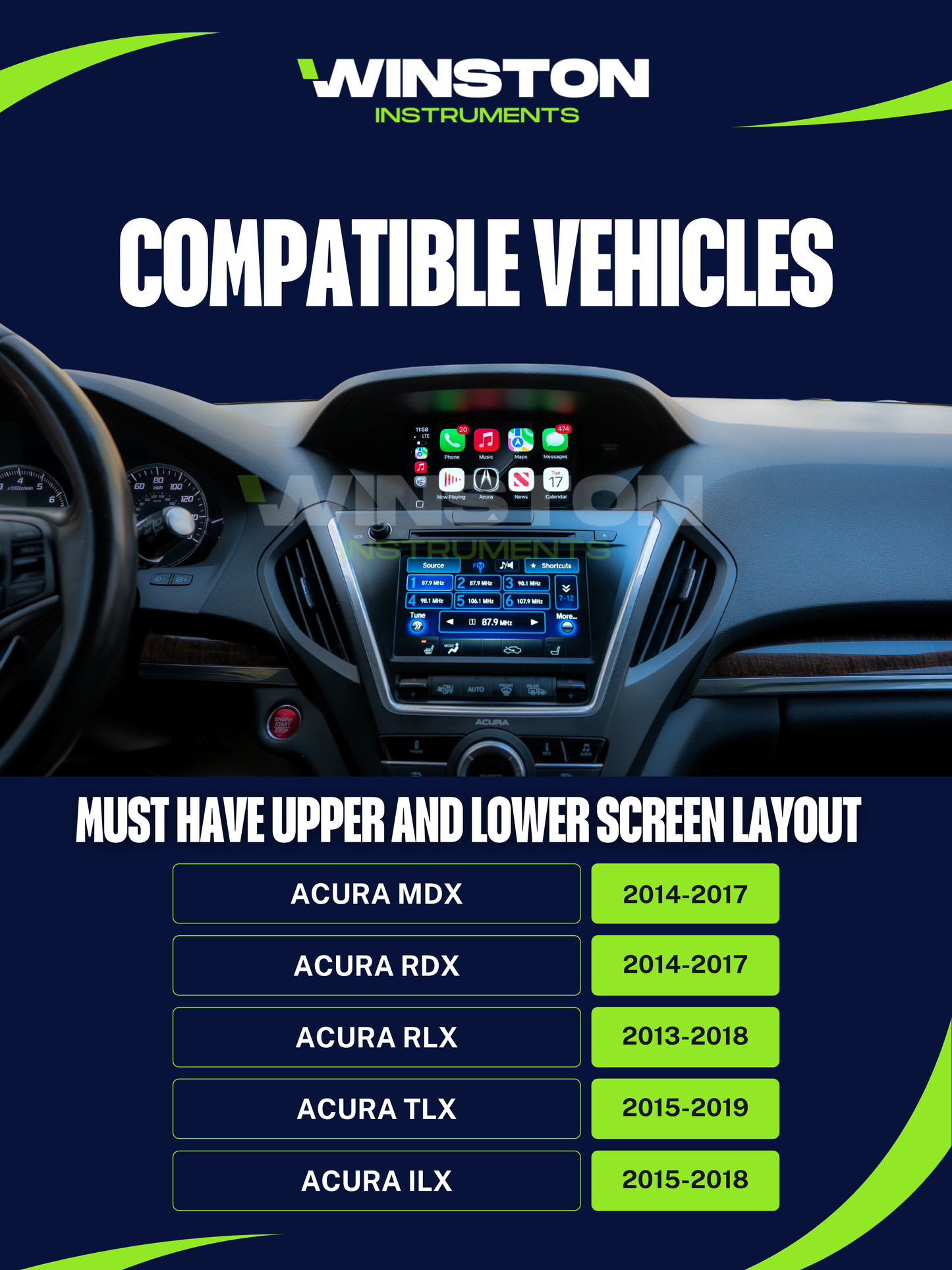 Acura MDX/RDX/TLX/RLX/ILX Apple CarPlay/ Android Auto Integration System